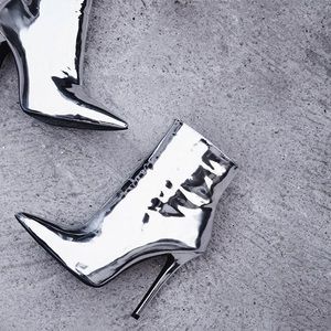 BNWT!!! Silver Metallic Booties!